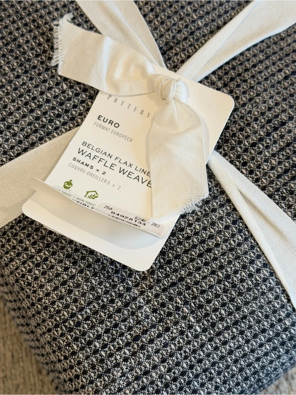 Pottery Barn Euro Belgian Flax Linen Waffle Weave Shams 2 - 26” by 26”